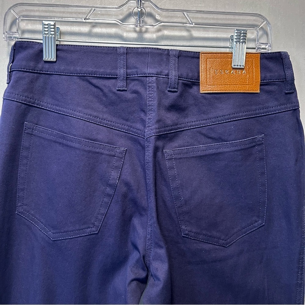 Escada Pants Chino Navy Blue Cotton Blend Straight Leg Women's Sz 36 (US S) - Picture 5 of 12